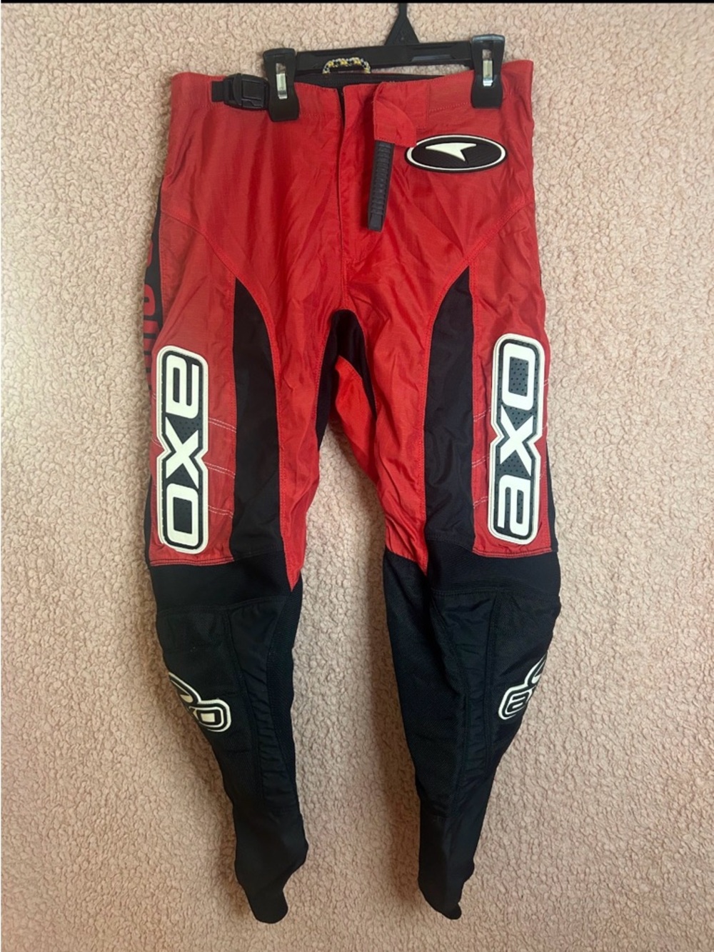 Vintage AXO Motocross Riding Pants Red & Black MX Racing Gear